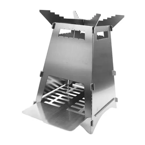 Produktbild: MUSISALY Edelstahl Camping Rucksack Herd Tragbarer Brennholz Brennender Raketenofen Für Outdoor Bbq Kochen