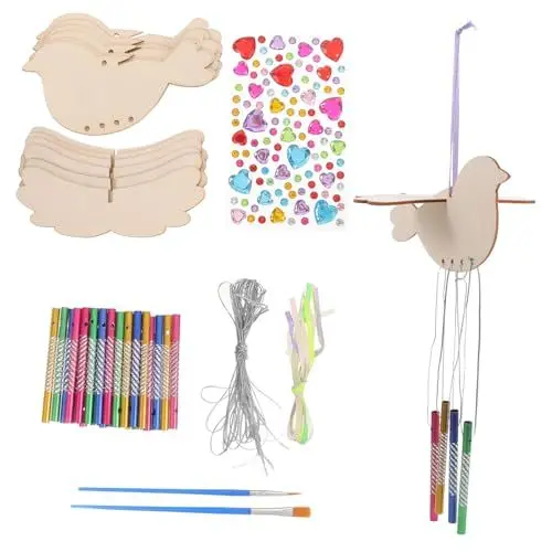 Produktbild: MUSISALY Windspiel-Bastelset für Jungen und Mädchen 6-teiliges Vogel-Windspiel-Set dekorative Farben für kreative Kunstprojekte