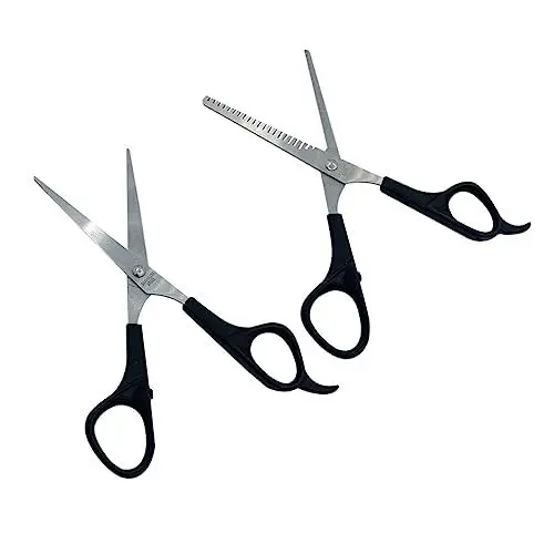 Produktbild: MUSISALY 2St Zahnschere Schere zwiebelschneider verbandsschere lockenmittel Schneideschere scissors haarschneider Friseurschere Edelstahlschere Haarschnitt-Accessoire Rostfreier Stahl Black