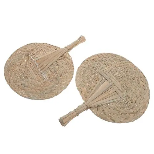 Produktbild: MUSISALY 2 Pcs Handwoven Stroh Design Fan Tragbare Fans Handgemachte Hand Fan Für Home Decor