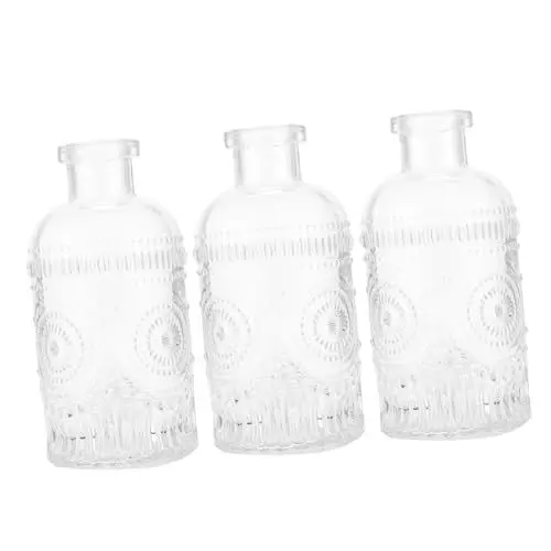 Produktbild: MUSISALY 3st Geprägte Vase Kleine Vase Mini-vasen Masse Klare Vase Für Blumen Bernsteinknospenvasen Hausvase Mini-pflanztöpfe Pflanzentöpfe Drinnen Zimmerpflanze Mini-blumenvase Glas