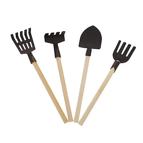 Produktbild: MUSISALY 4 Stück Gartengeräte Mini Basteln Für Kinder Zubehör Für Puppenhäuser Kinderspielzeug Garten Starter-kit Puppenhaus-Farm-Werkzeuge Gartenset Strandschaufel Für Kinder Black Eisen