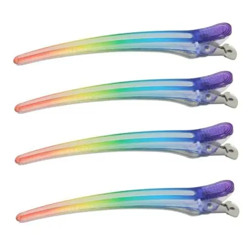 Produktbild: MUSISALY 4 Stück Regenbogen-Haarspange große Lockenwickler Salon-Styling-Tools entenschnabel haarspange Haarstyling Zubehör Geldscheinklemme Heimwerkerbedarf, Zubehör Alles aus Aluminium