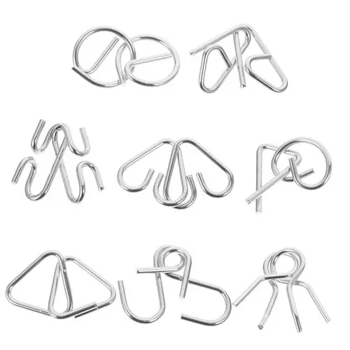Produktbild: MUSISALY 8St Denkspiel fokussiert Kinder Puzzle rätsel für Kinder Educational Toys Gehirntraining Spielzeug puzzler Puzzlespielzeug aus Metall Metallpädagogik Entwirrungsrätsel Eisen Silver