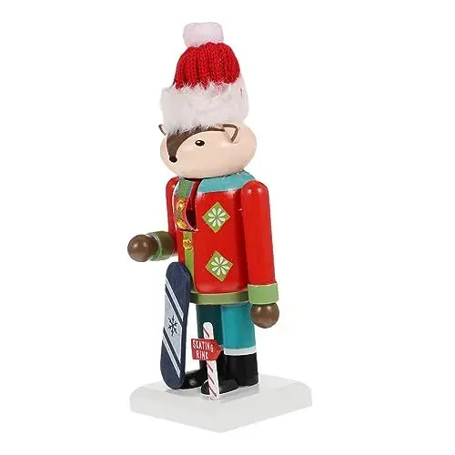 Produktbild: MUSISALY Holz Weihnachten Nussknacker Decor Desktop Weihnachten Zubehör Cartoon Tier Muster Gefertigt Holz Garten Decor Foto Prop