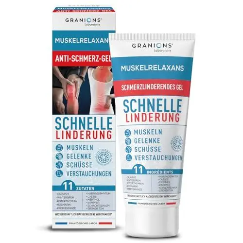 Produktbild: Muskelentspannendes Gel, gegen Schmerzen, Schnelle Linderung von Gelenk, Muskel, posttraumatischen Schmerzen, 11 Wirkstoffe, Kälteeffekt, Ab 7 Jahren, Granions