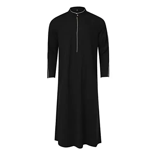 Produktbild: Muslimische Kleider Herren Gebetskleidung Für Männer Muslim Kaftan Abaya Herren Robe Mittlerer Osten Ethnisch Saudi Stil Dishdasha Araber Thobe Arabische Kleidung Taschen Komfort Slim Fit