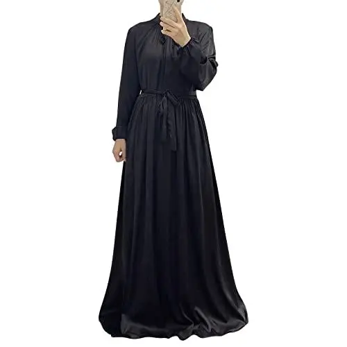 Produktbild: Muslimisches Einfarbig Einteiliges Gebetskleid Full Cover Islamic Abaya Kaftan Konservative Kleidung Gebetskleid den Ramadan für Ethnische, Abend, Party Robe Kleid Muslimisches Frau Schwarz XXL