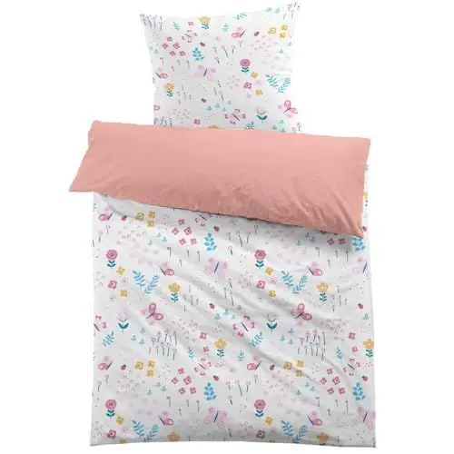 Produktbild: MUSOLEI Bettwäsche Mädchen Kinder 135x200 Blumen Kinderbettwäsche Rosa Blume 3D-Druck Mikrofaser Bettbezug 135x200cm und 1 Kissenbezug 80X80cm Bettwäsche-Set Jungen für Einzelbett