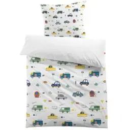 Produktbild: MUSOLEI Kinderbettwäsche 135x200 Jungen Autos Bettwäsche Kinder Fahrzeug 3D-Druck Mikrofaser Bettbezug 135x200cm und 1 Kissenbezug 80x80cm Bettwäsche-Set für Einzelbett, Autos02