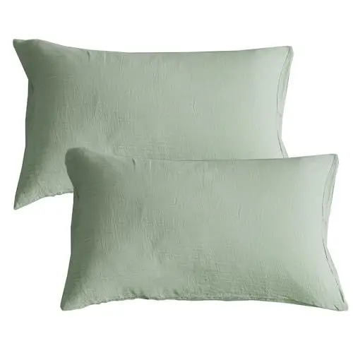 Produktbild: Kissenbezug 40x80 cm 2er aus 100% Baumwolle - Traumhaft weiche (Grün, 40x80cm)