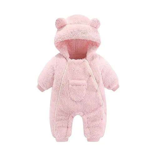 Produktbild: Musselin Overall Baby Schneeanzug Kinder Neugeborenes Baby Bär Onesie Outfit Anzug Mädchen Jungen Fleece Jumpsuit Kapuzenmantel Winterkleidung Outwear Schneeanzug