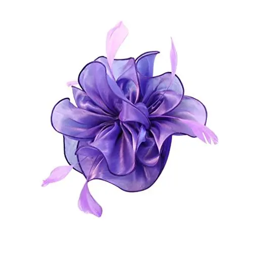 Produktbild: Musselin Schal Damen Stolas FüR Abendkleider Hut für Frauen, Hochzeit, Mesh, Federn, Haarspange, Teeparty-Stirnband Schal Schwarz Damen Winter Schal GrüN Damen (Purple, One Size)