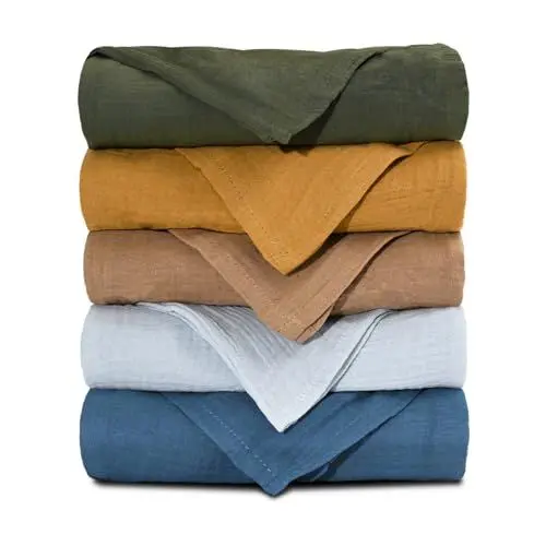 Produktbild: Musselintücher für Baby-Musselinquadrate, Spucktücher Baby,Wickeldecken für neugeborene Jungen und Mädchen, 5er-Pack atmungsaktive und Mullwindeln Spucktücher Wickeltücher für Kleinkinder 004