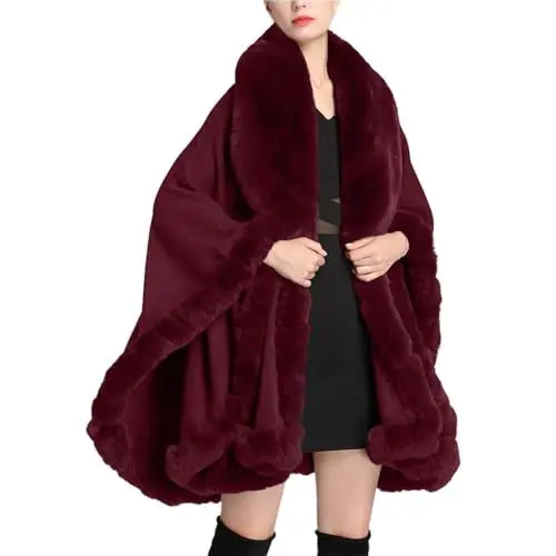 Produktbild: Must Haves, Jacke Winter Damen Warm Mantel Luxuriöse Modische Warme Cape-Schaljacke Für Damen Geeignet Für Frühling Und Winter Weißer Kunstmantel Cape-Schal Cardigan Damen Mit, Deals of The Day