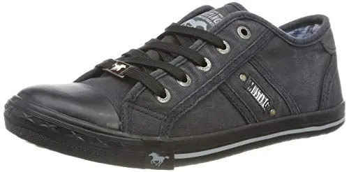 Produktbild: MUSTANG Damen Canvas Sneaker Schwarz/Dunkelgrau, Schuhgröße:EUR 40