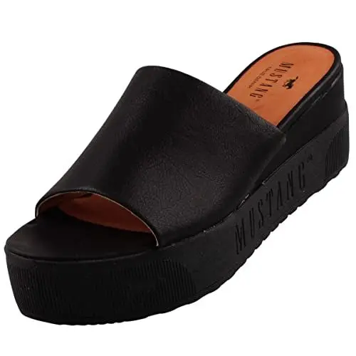 Produktbild: MUSTANG Damen Plateau-Pantoletten Schwarz, Schuhgröße:EUR 41