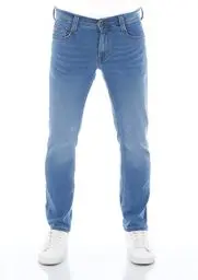 Produktbild: MUSTANG Herren Jeans Real X Oregon Tapered K Stretchhose Jeanshose Männer Denim Men Baumwolle Blau Schwarz Grau, Größe:W 34 L 34, Farbauswahl: Medium Blue Denim (312)