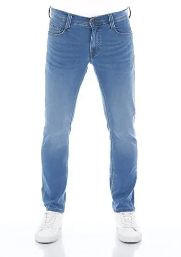 Produktbild: MUSTANG Herren Jeans Real X Oregon Tapered K Stretchhose Jeanshose Männer Denim Men Baumwolle Blau Schwarz Grau, Größe:W 34 L 34, Farbauswahl: Medium Blue Denim (312)
