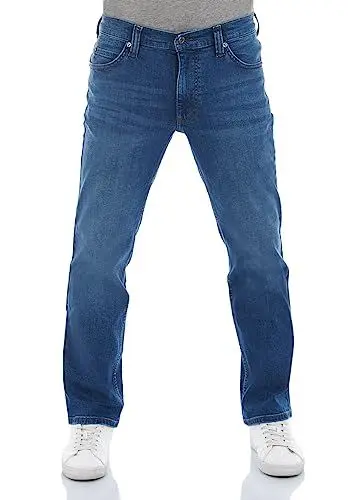 Produktbild: Mustang Jeans Herren Stretch Straight Fit Tramper Jeanshose Hose Denim Blau w32, Farbe:Medium Middle (1014415-5000-582), Größe:32W / 34L