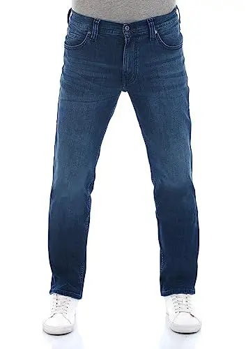 Produktbild: Mustang Jeans Herren Stretch Straight Fit Tramper Jeanshose Hose Denim Schwarz w31, Farbe:Dark (1014413-5000-882), Größe:31W / 34L