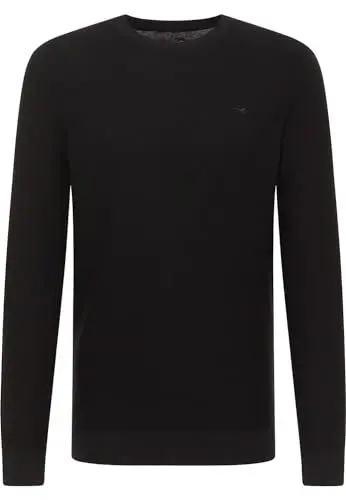 Produktbild: Mustang Herren Rundhals Pullover Elliot - Regular Fit S - 6XL Blau Schwarz, Größe:XL, Farbe:Black 4142