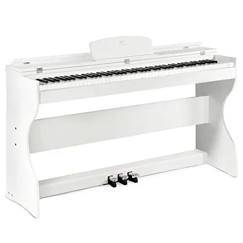 Produktbild: MUSTAR Digital Piano 88 Tasten, E Piano weiß, Elektrisches Klavier mit Klavierständer, 3 Pedale Adapter, 2 Kopfhöreranschluss, LCD-Bildschirm, USB/MIDI, Piano für Anfänger