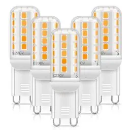 Produktbild: MUSUNIA G9 LED Lampe warmweiß 2700K, LED Leuchtmittel 5W entspricht 50W Halogenlampe, G9 Glühbirne 450 Lumen, kein Flackern, nicht dimmbar, Enegiesparende G9 kleine Birne, 5er Set