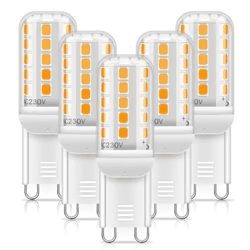 Produktbild: MUSUNIA G9 LED Lampe warmweiß 2700K, LED Leuchtmittel 5W entspricht 50W Halogenlampe, G9 Glühbirne 450 Lumen, kein Flackern, nicht dimmbar, Enegiesparende G9 kleine Birne, 5er Set