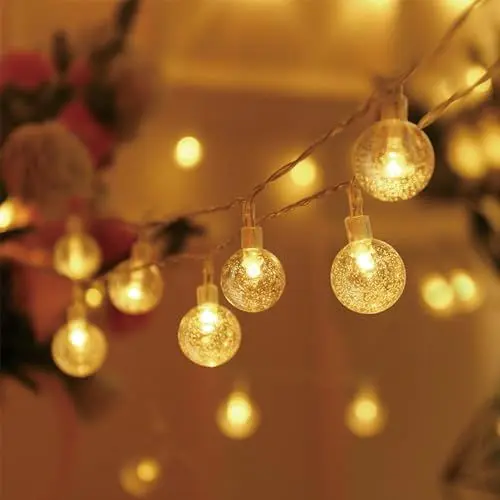 Produktbild: MUSUNIA Lichterkette innen Batterie, Kugel Lichterkette 3M 30LED mit Steay on and flash mode für Halloween Weihnachten Innen Deko（Warmweiß）