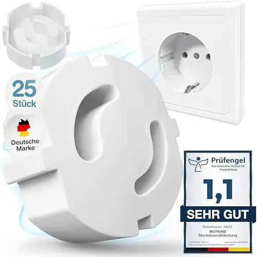 Produktbild: MUTKIND Steckdosen Kindersicherung - (25 STK. zum Stecken) Steckdosenschutz Kindersicherung Steckbar - Kindersicherung Steckdose - Steckdosensicherung Baby - Steckdosenabdeckung Weiß