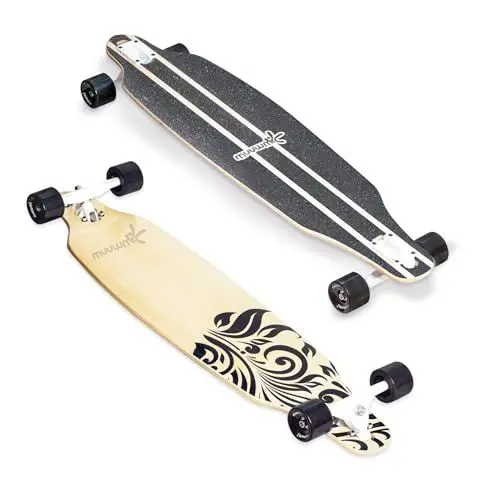 Produktbild: muuwmi Longboard Wood, ABEC 7, Deck 97x23 cm, 7 Zoll Aluminium Trucks, Rollen 65x51 mm