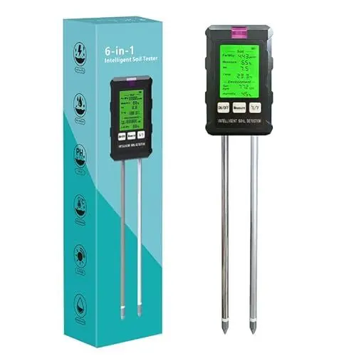 Produktbild: MUXWELL 6-in-1 intelligenter Bodentester - Multifunktions-Bodenmessgerät für Fruchtbarkeit, Temperatur, Licht, pH-Wert, Bodenfeuchtigkeit und Umgebungsfeuchtigkeit, präzises Gartenwerkzeug