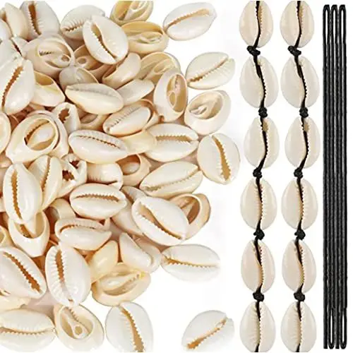 Produktbild: Muscheln zum Basteln, MUYAPAY 100 Stück Muschelkette Natürlichen Muschel Perlen Auffädeln Basteln Muscheln mit Loch, 16-18mm Spiralschale Anhänger Strand Kauri für DIY Dekoration Schmuck Machen