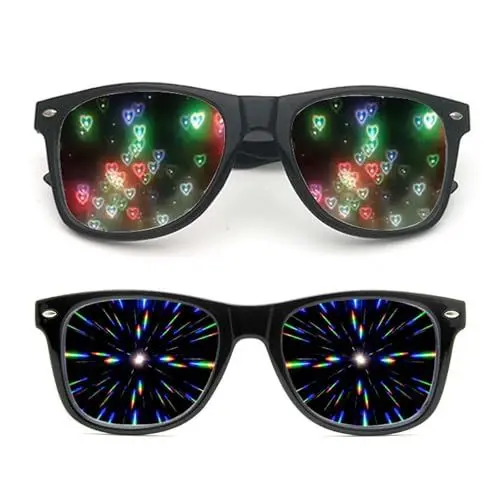 Produktbild: MUYAPAY 2 Stück Diffraction Glasses, Party Brille, Rave Brille, Lustige Sonnenbrille für Kostümfest Fasching Musikfestivals Party Bar Feuerwerk Musik im Freien Party Club Nachtclub