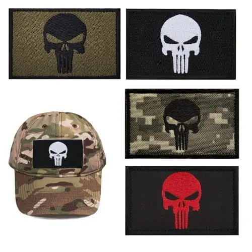 Produktbild: MUYAPAY 4 Stücke Patches Klett Militär Punisher Klett Patch Punisher Airsoft Patch Militär Klett Tactical Embroidery Patch,Für Taktische Kleidung Rucksack Baseballkappe Uniform Weste