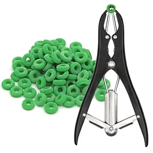 Produktbild: MUYIRTED Schwein Kastrationszange Klemme Elastrator Kastrationsband (1tierkastrierzange Mit Und 200 Gummiring Rings)- Metall Zangen Kit