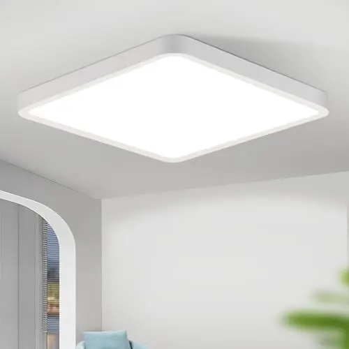 Produktbild: muyuua Deckenlampe LED Deckenleuchte Flach - 23CM Badezimmerlampe Weiß 18W Flurlampe Deckenbeleuchtung Schlafzimmer 6500K Küchenlampe Eckig Badlampe Decke für Bad Küche Flur
