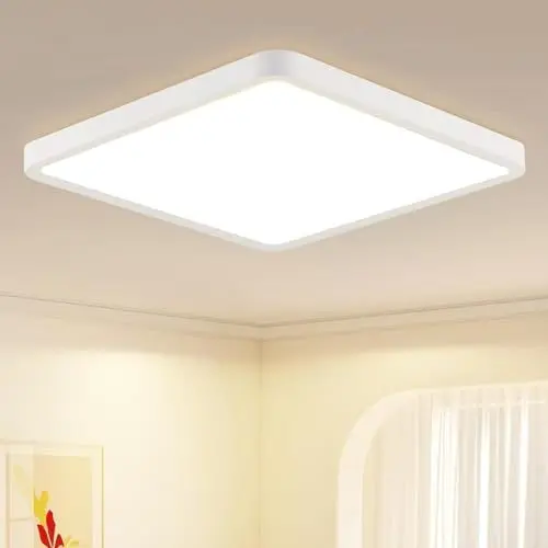 Produktbild: muyuua Deckenlampe LED Deckenleuchte Flach - Schlafzimmerlampe 23CM Badezimmerlampe Weiß 18W Küchenlampe Eckig Schlafzimmer Deckenbeleuchtung Flurlampe Decke Badlampe 3000K für Küche Flur