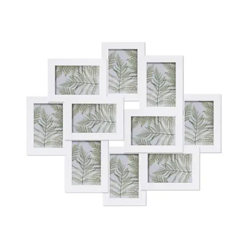 Produktbild: Muzilife Bilderrahmen Set 10x15 cm Fotorahmen Collage für 10 Bilder, Hoch- oder Querformat MDF Collage-Rahmen Fotogalerie Fotowand 52x61 cm, Weiß