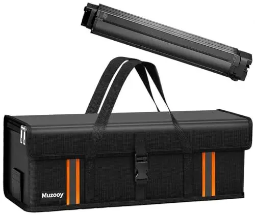 Produktbild: Muzooy Ebike Akku Tasche 8 Schichten Brandschutz Feuerfest Akku Tasche bis 1800°C, Wasserdicht Explosionssicher, Ebike akku schutzhülle, Lipo Safe Bag für Lagerung Transport Aufladung