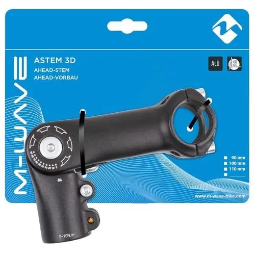 Produktbild: M-Wave Unisex-Adult ST-C2.1 Ahead Lenkervorbau, Schwarz, verstellbar von 0°-90°, EXT. 110 mm, für 31.8 mm