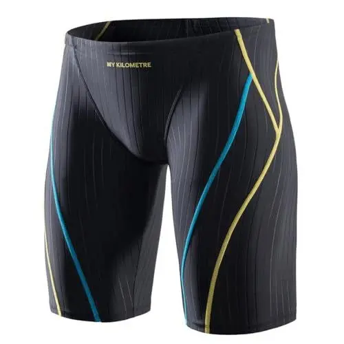Produktbild: MY KILOMETRE Herren Jammers Lang Badehose Schwimmen Badeanzug Jammer (DE/NL/SE/PL, Alphanumerisch, S, Regular, Regular, Linie Schwarz)