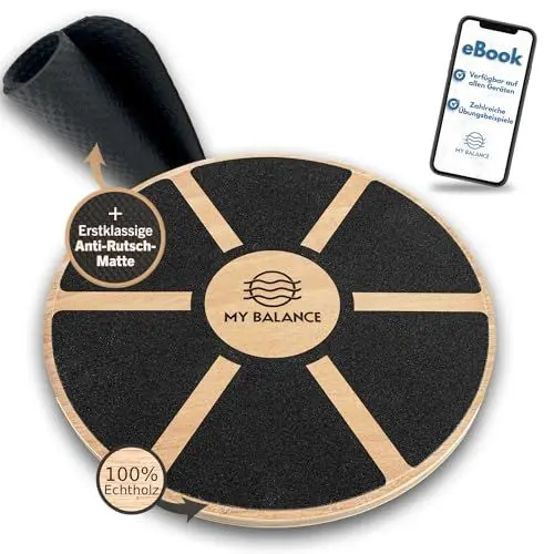 Produktbild: My Balance Premium Balance Board inkl. Antirutschmatte I Hochwertiges Wackelbrett mit E-Book I Stärkt deine Balance I Balance Board für bessere Fitness