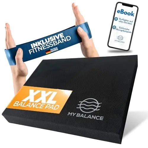 Produktbild: My Balance XXL - Balance Pad inkl. Widerstandsband I Hochwertiges Balancekissen mit E-Book I Stärkt deine Balance I Balance Pad für Physiotherapie