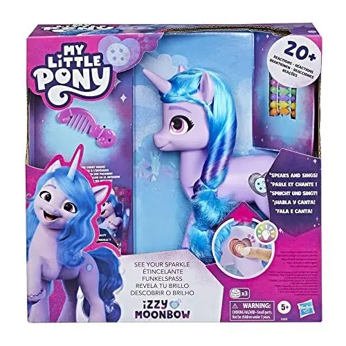 Produktbild: My Little Pony – Mit Huf und Herz Funkelspaß Izzy Moonbow, 20 cm großes Pony für Kinder, mit Musik und Lichtern