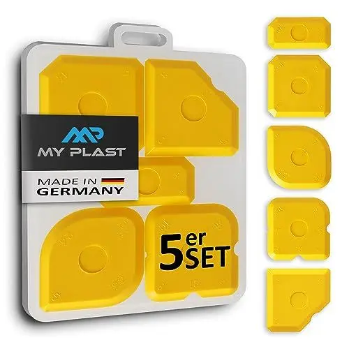 Produktbild: My Plast Fugen-Glätter – professioneller Fugen-Spachtel für Silikon, Silikonfugen und Acrylfugen, Abzieher für perfekte Fugen, Set 5-teilig, 1 x 5 Stück, Gelb
