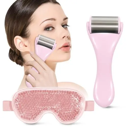 Produktbild: my novel things Eisroller Gesicht, Ice Roller Gesicht, Augenmaske Kühlend, Ice Roller für Gesicht und Körper Massagegerät, Gesichts-Spa-Set, Reduzieren Falten Hautpflege,Mit zufälliger Farbe geliefert