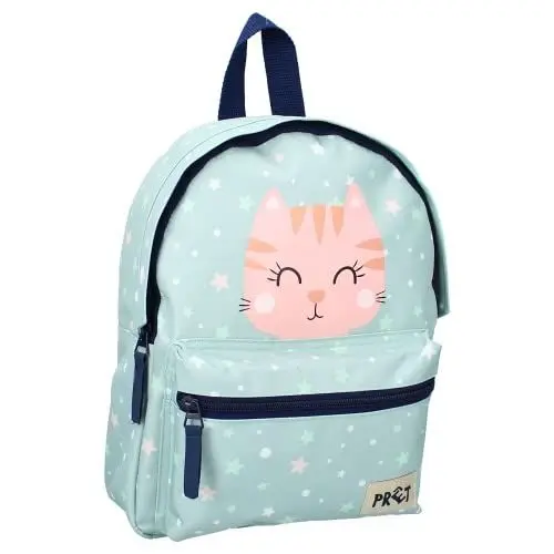 Produktbild: mybagstory - Kleiner Rucksack – bereit – Katze – Kinder – Schule – Kindergarten – Kindergarten – Kindergarten – Schulranzen Mädchen – Größe 31 cm – verstellbare Träger, blau, 36