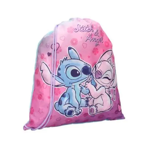Produktbild: mybagstory - Pooltasche - Stitch - Blau - Rosa - Kinder - Schule - Kindergarten - Grundschule - Tasche Mädchen - Größe 44 cm - verstellbare Träger - Schnur - Geschenkidee